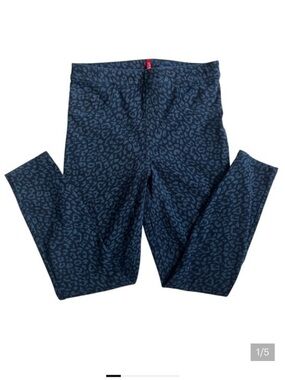 SPANX Blue Leopard Print Skinny Jeans